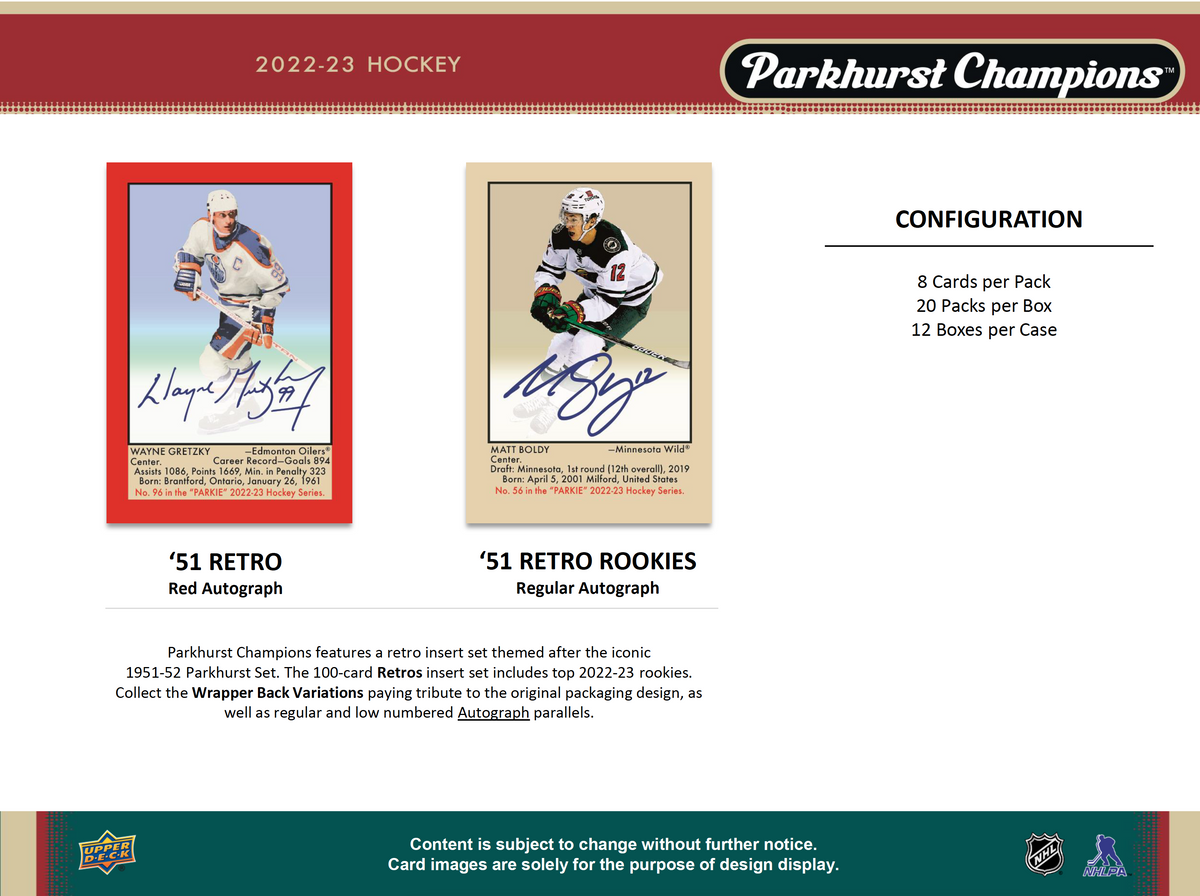 2022/23 UD Parkhurst Champions Hockey Hobby Box (PREORDER) DM Sports