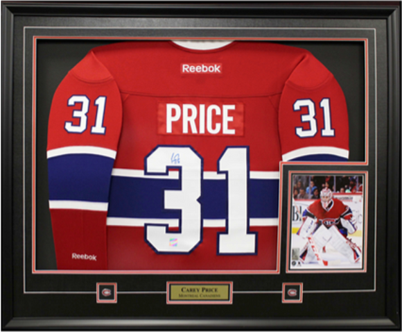 Custom Framing - Standard Horizontal Jersey Framing with Photo, Team Pins, and Descriptive Plate